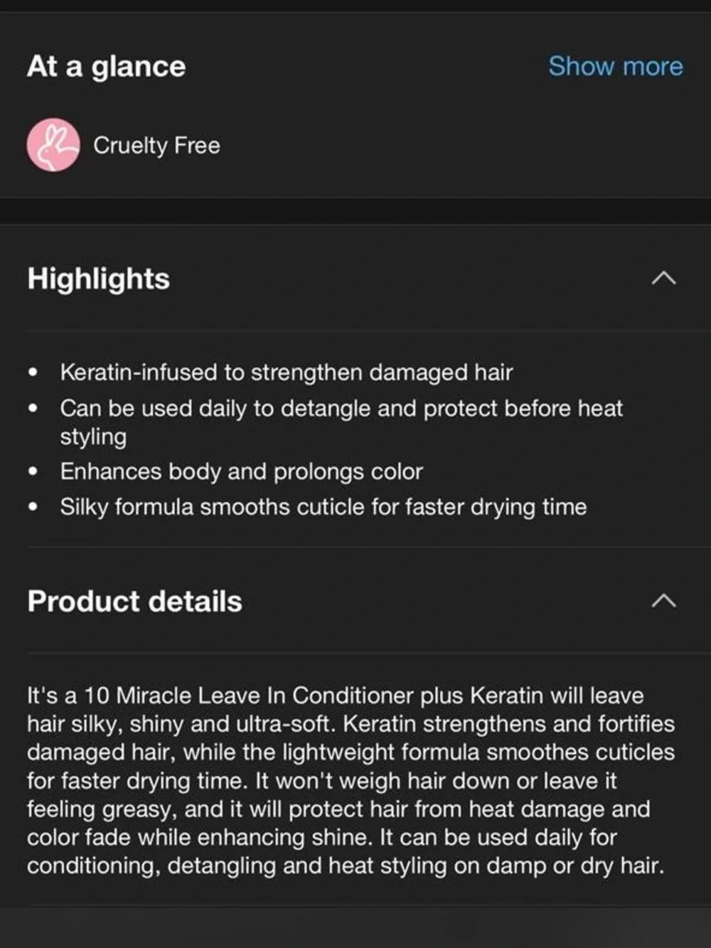 New it’s a 10 plus keratin & for blondes Miracle Leave-In Sprays.